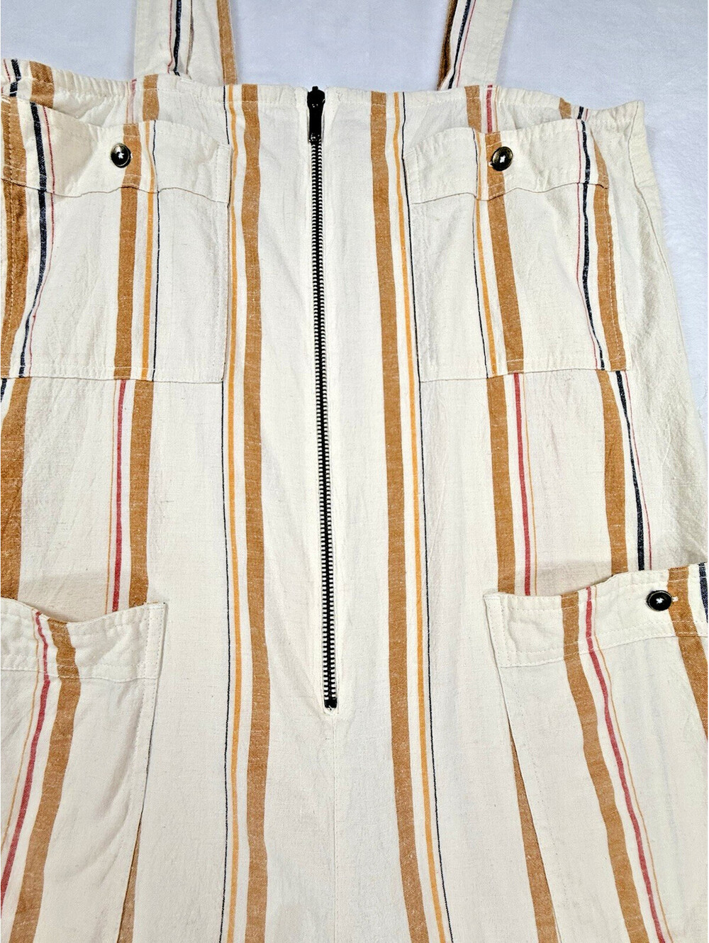 Billabong Light The Night Overalls Womens M Striped Utility Bib Jumpsuit Zip - Picture 4 of 14